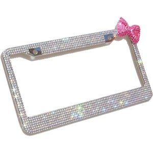 💕NEW Sparkling Bling Swarovski Crystal Silver Hello Kitty License Plate …